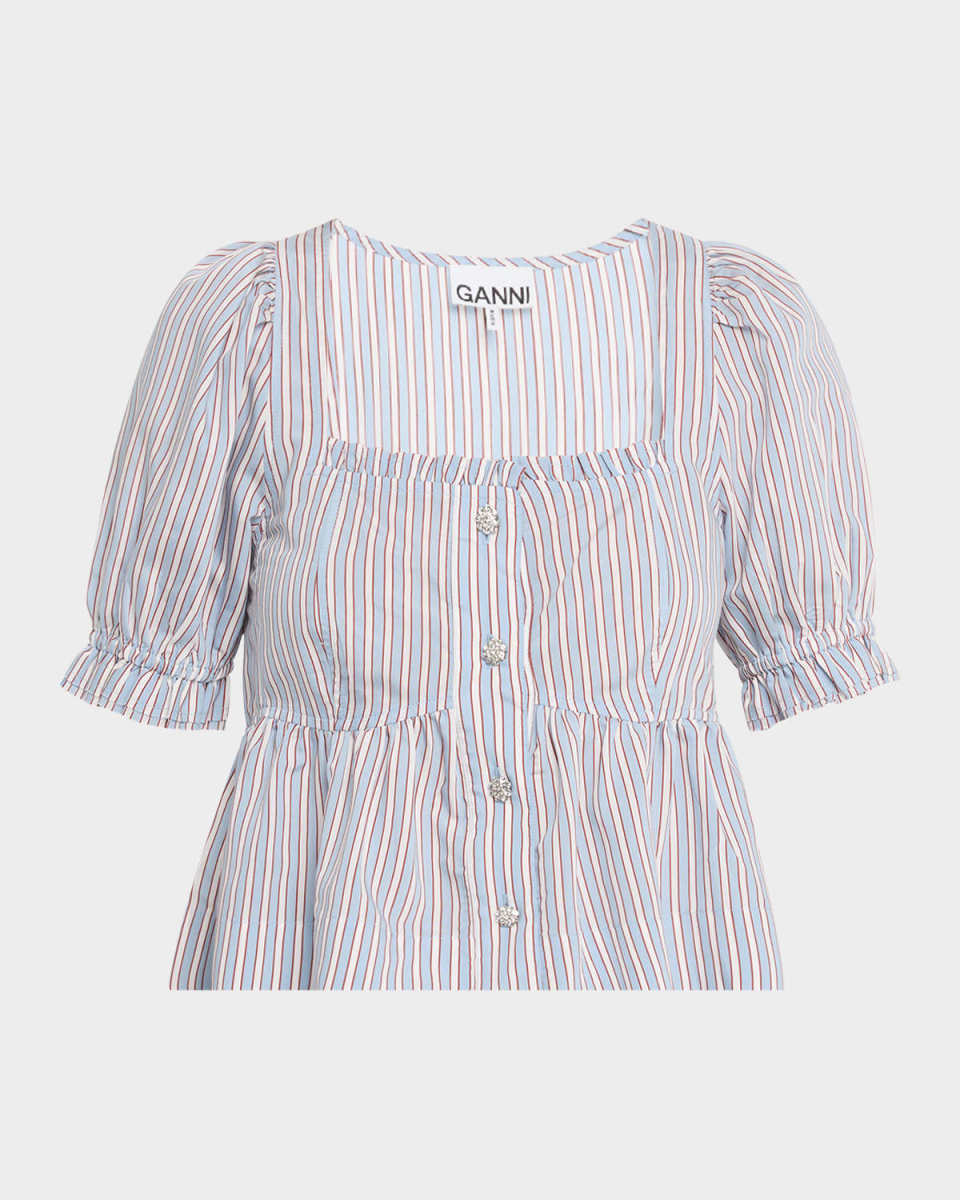 Stripe Button-Front Blouse